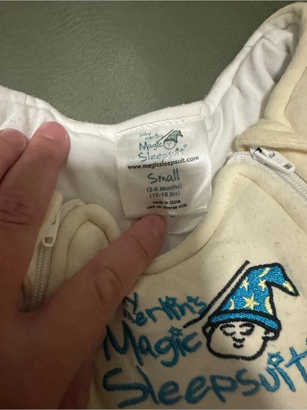 Magic Merlin Baby Sleepsuit in Blue (Large) and Yellow (Small)